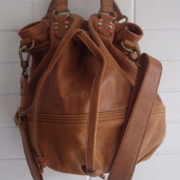 The Sak Handbags - The SAK Leather Draw String Cross Body Shoulder Bag